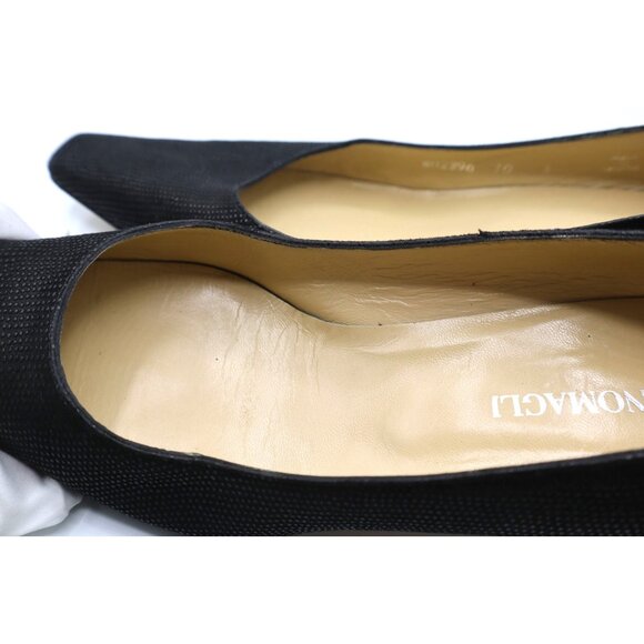 Bruno Magli Black Textured Leather Square-Toe Heels Size 10 Chic Career Work - Picture 8 of 8